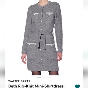 Walter Baker Beth Rib- Knit Mini- Shirtdress